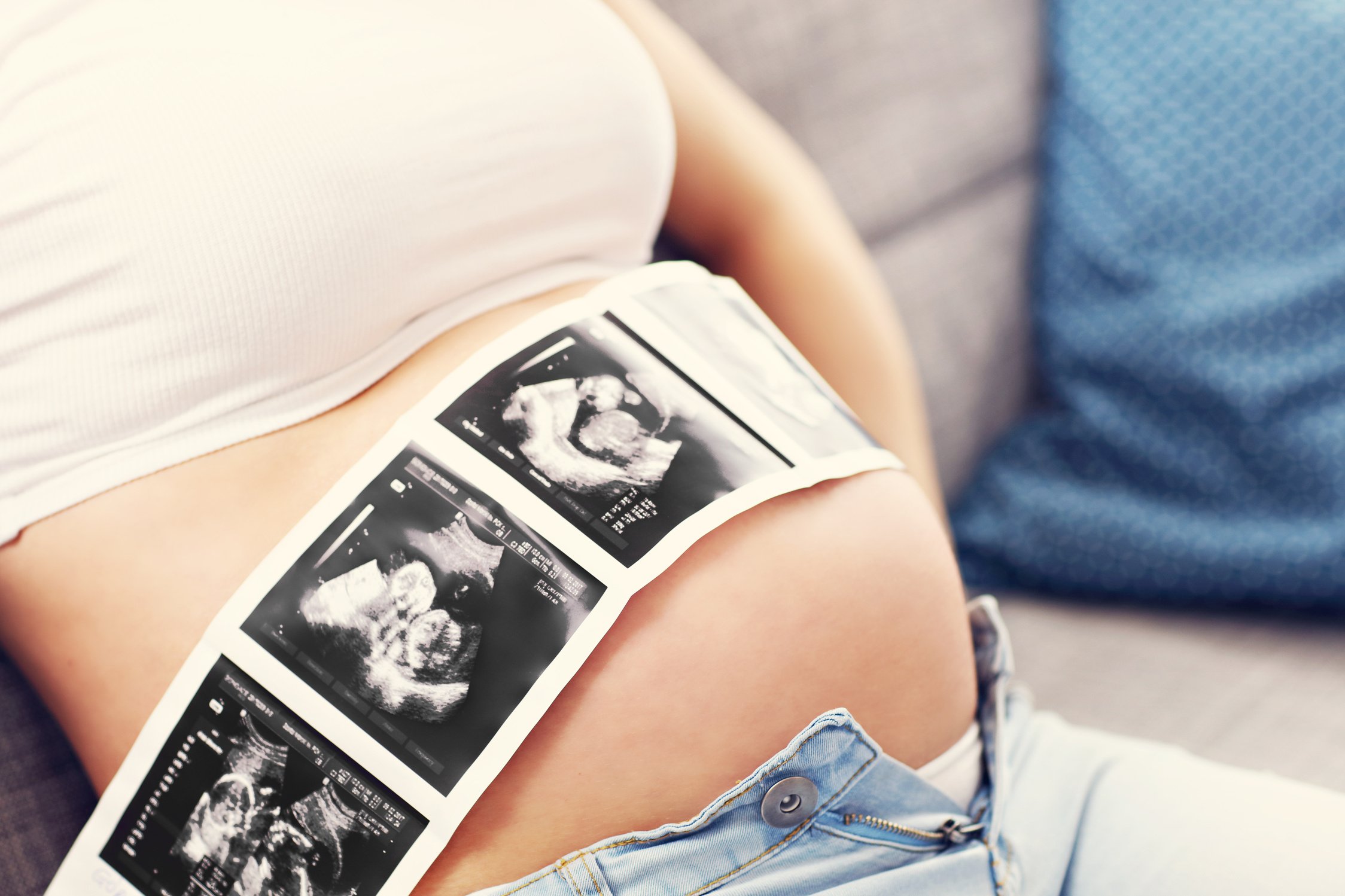 Pregnant Woman Holding Ultrasound Scan 