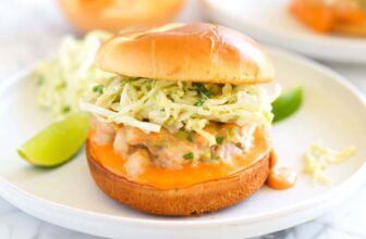 Shrimp Burger Recipe with Lime Slaw